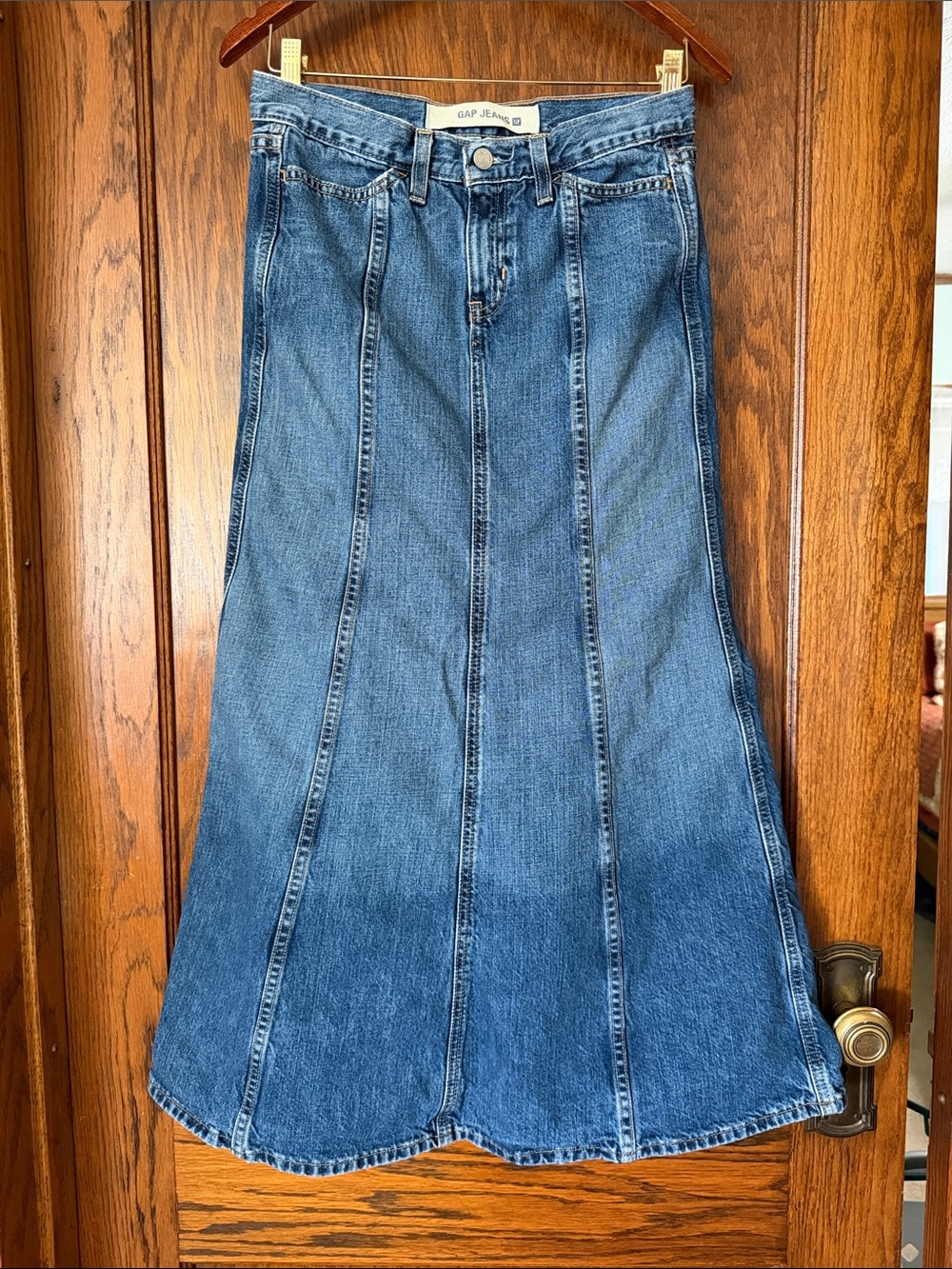 GAP Denim Maxi Skirt in Blue
